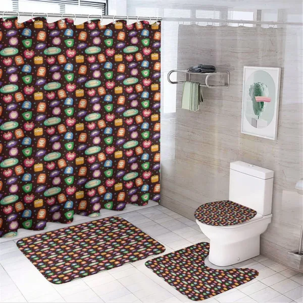 Abstract Fluffy Monsters on a shower curtain