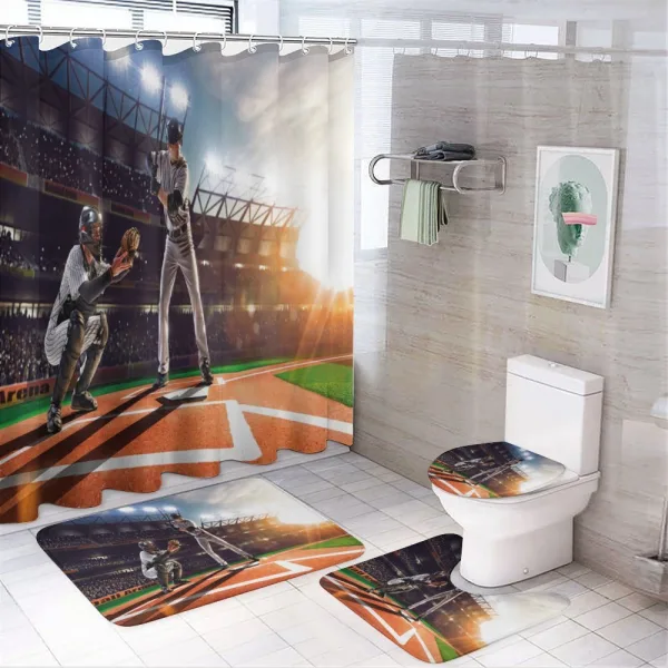 Baseball Player Game on a shower curtain