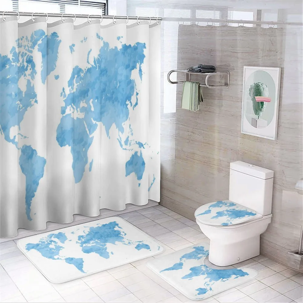 Blue Watercolor World Map — Your design