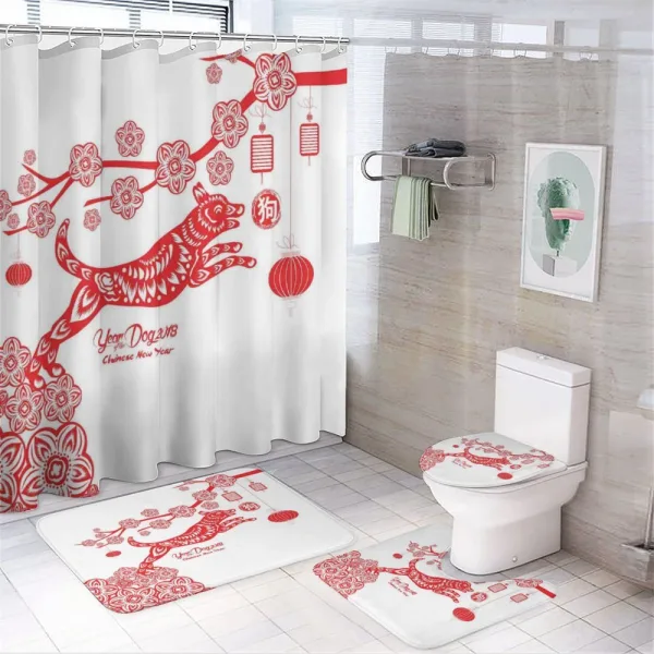 Canine on a shower curtain