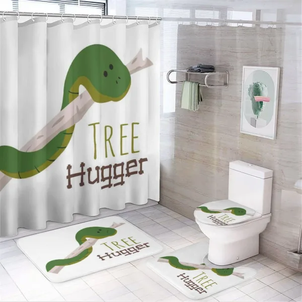 Cartoon Snake Mascot Love on a shower curtain
