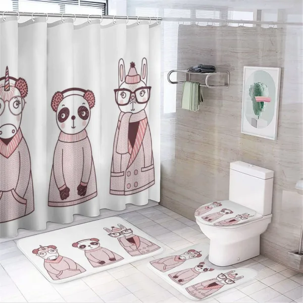 Cartoon Winter Animals on a shower curtain