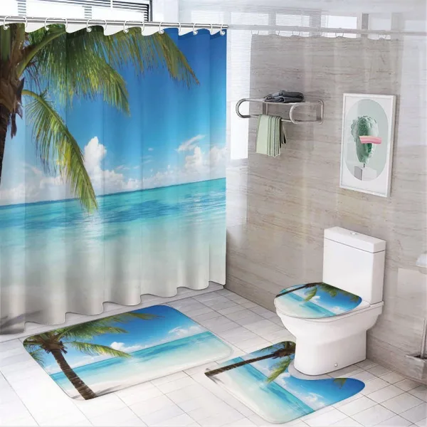 Exotic Beach Shoreline on a shower curtain