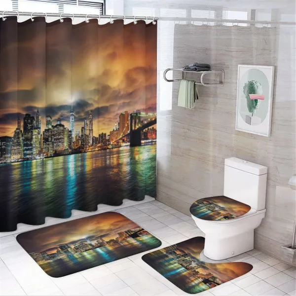 Fantasy Sky NYC Sunset on a shower curtain