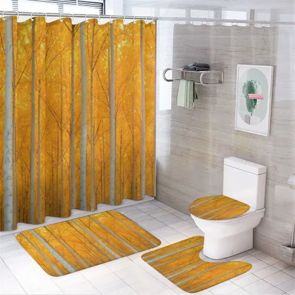 Forest Bloom with Pale Leaves on a shower curtain
