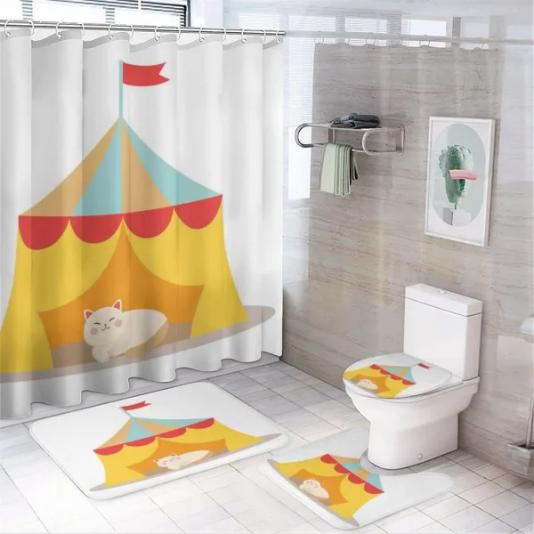 Furry Cat in a Circus on a shower curtain
