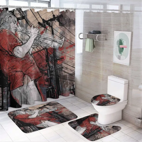 Grunge Jazz Musician on a shower curtain