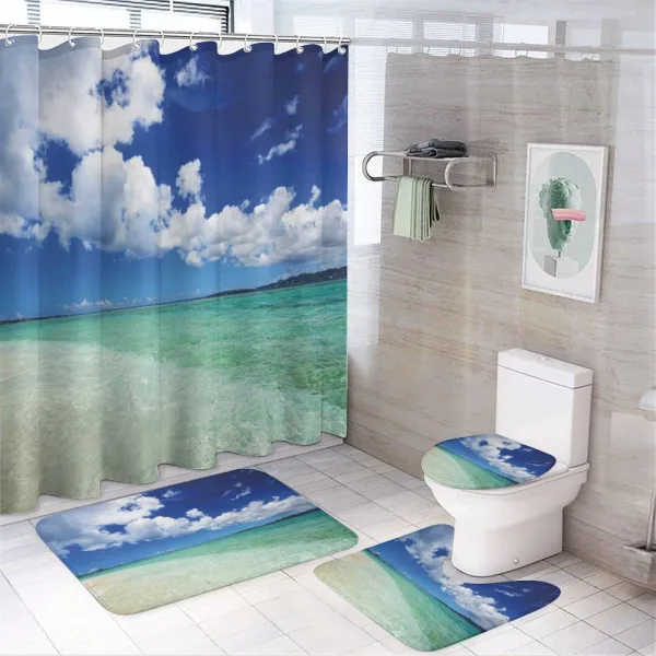 Island Sealife Wavy Sunny on a shower curtain