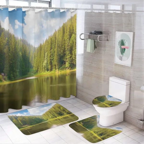 Mountain Hill Landscape on a shower curtain
