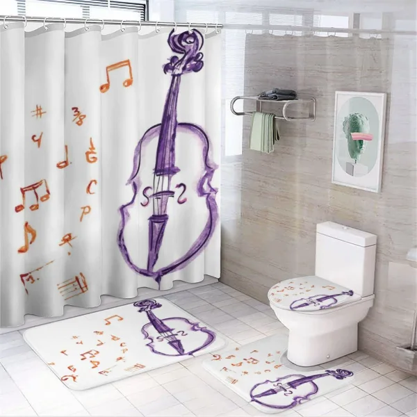 Musical Note Black Theme on a shower curtain