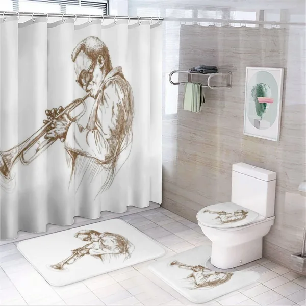 Sketchy Solo Jazz Band on a shower curtain