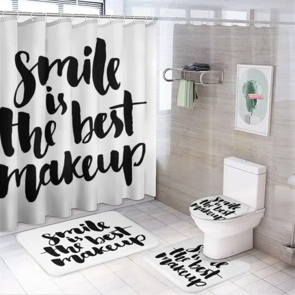 Smile Motivational Letter on a shower curtain