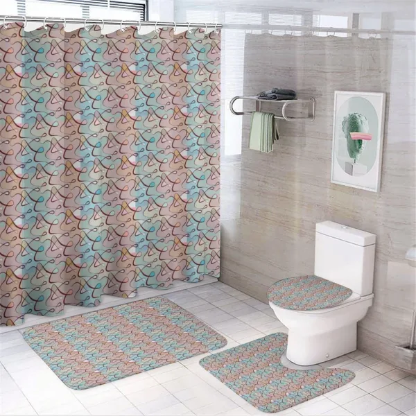 Soft Colored Tangled Lines on a shower curtain