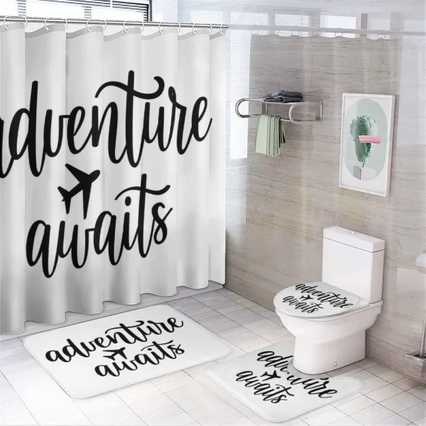 Travel Typography on a shower curtain