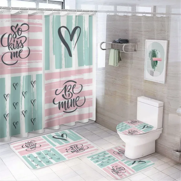 Valentines Day Words on a shower curtain