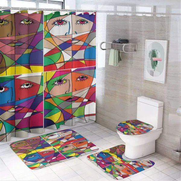 Woman Face in Glass on a shower curtain