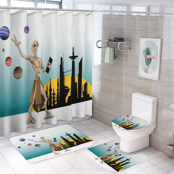 Alien Planets Galaxy on a shower curtain