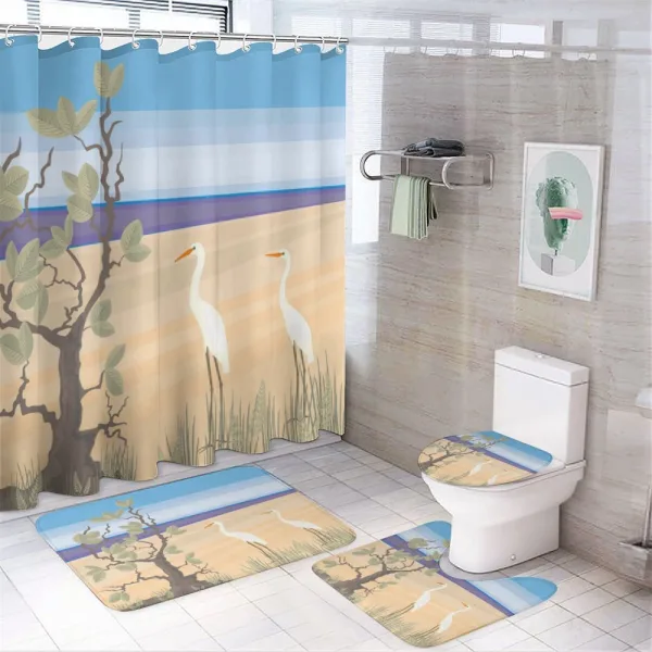 Birds on Beach Coastal Doodle on a shower curtain
