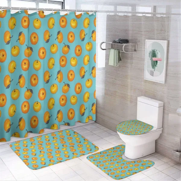 Drawn Mandarins on a shower curtain