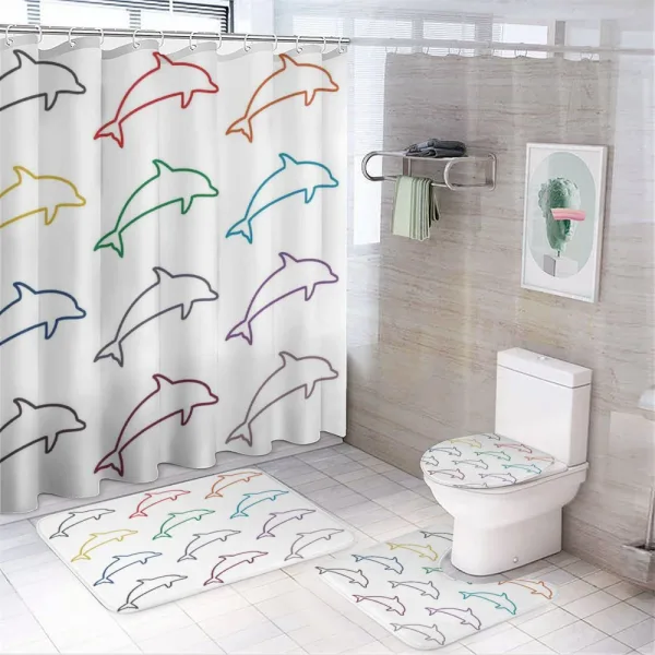 Jumping Dolphins on a shower curtain