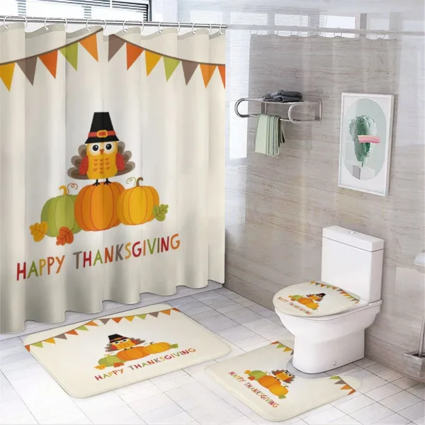 Little Bird with Pumpkin on a shower curtain