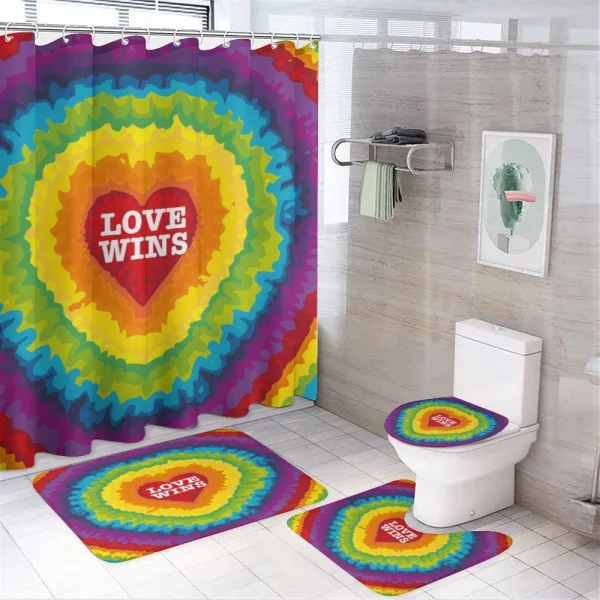 Love Wins Tie Dye Effect on a shower curtain