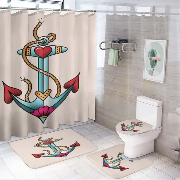 Nautical Rope and Hearts on a shower curtain