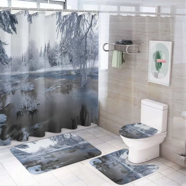 Nordic Snow Nature Icy on a shower curtain