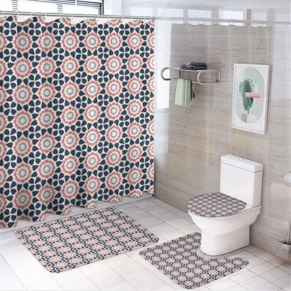 Ornamental Floral Elements on a shower curtain