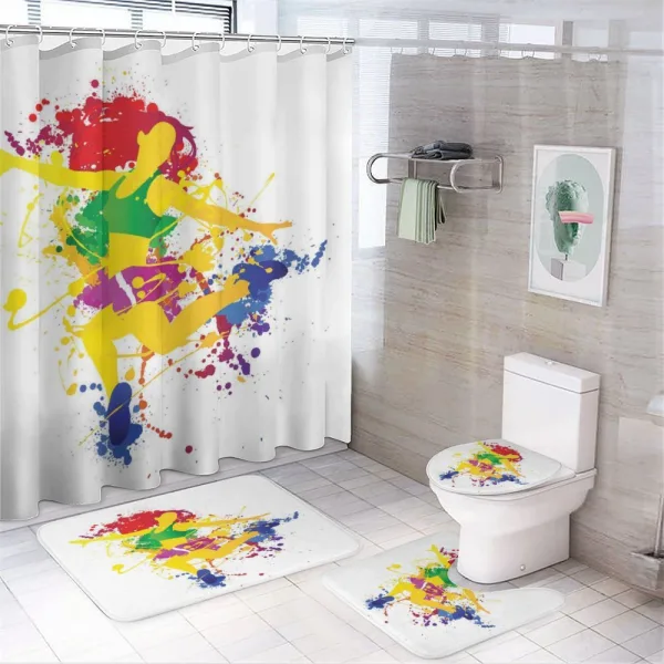 Red Hair Fitness Girl Dancer on a shower curtain