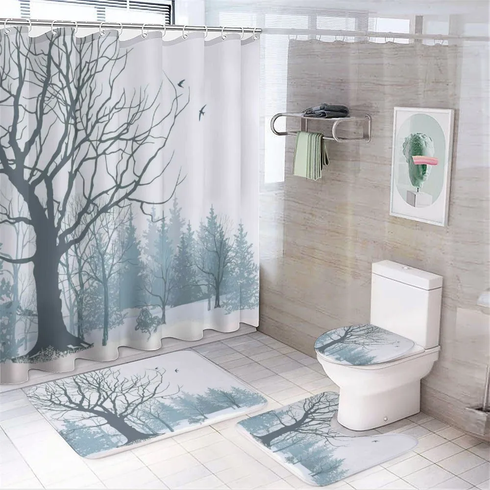 Snowy Forest Trees Birds — Your design