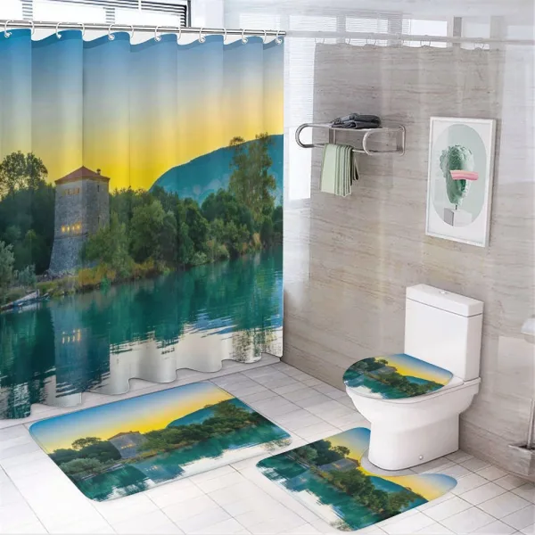 Sunrise at Lake Asian on a shower curtain