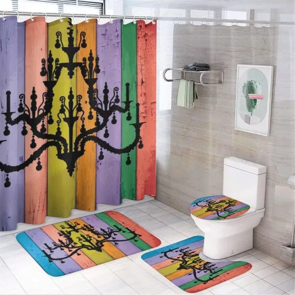 Vertical Wooden Planks on a shower curtain