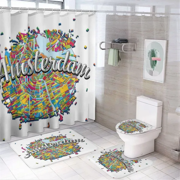 Vibrant Digital Mapping on a shower curtain