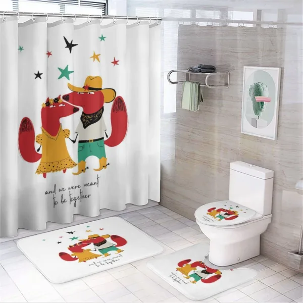 Animal Couple Romantic Words on a shower curtain