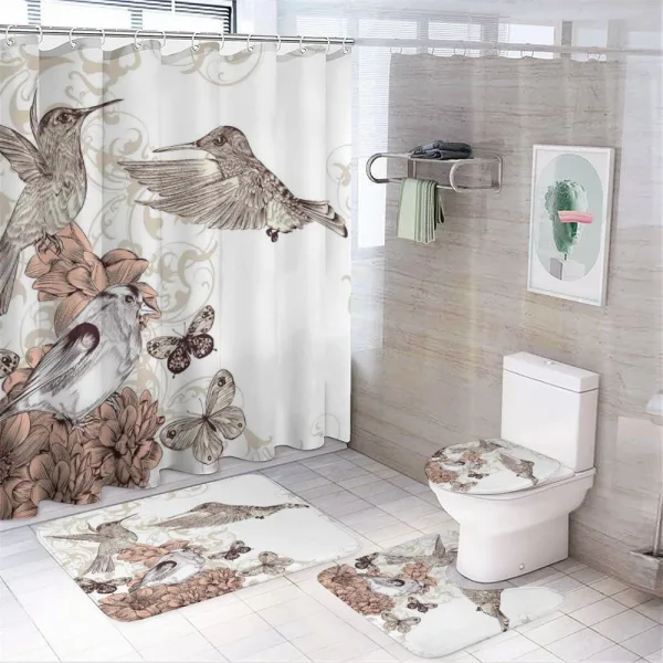Birds Butterflies Art on a shower curtain