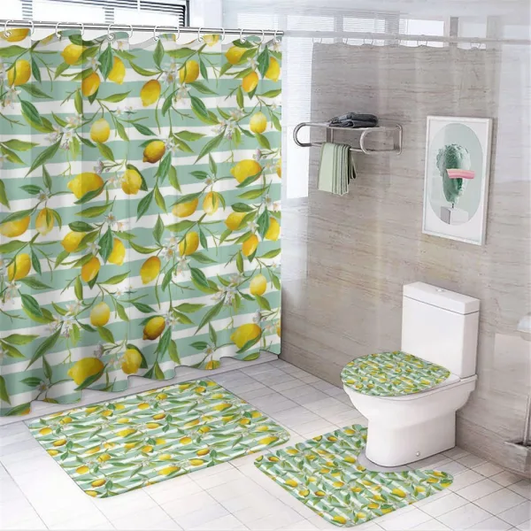 Blooming Lemon Tree on a shower curtain