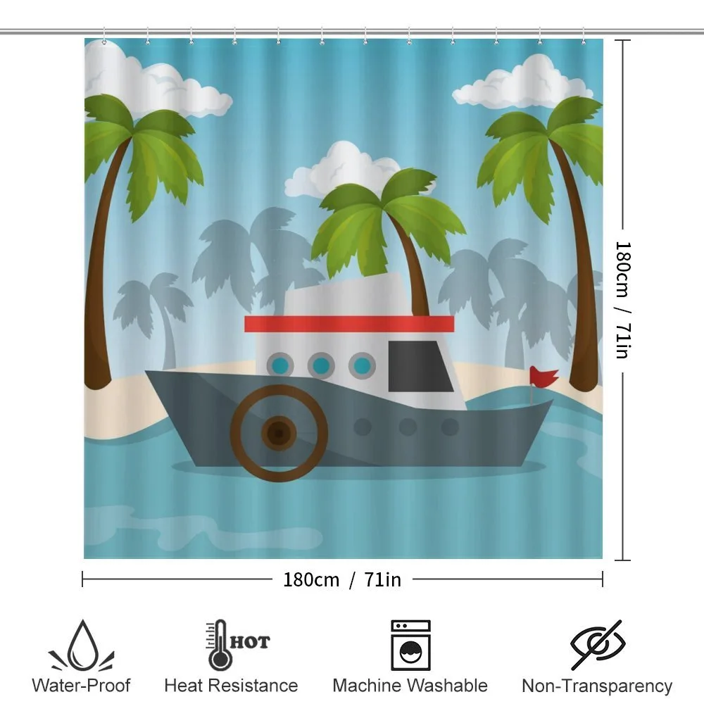 Cartoon Boat Palms — Detail 2