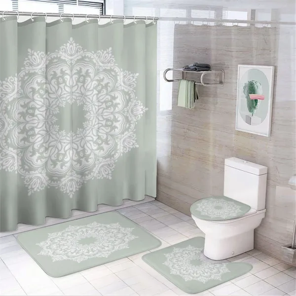 Damask Floral Motifs on a shower curtain