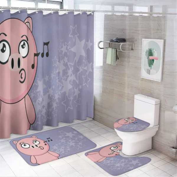 Farm Animal Singing Star Motifs on a shower curtain