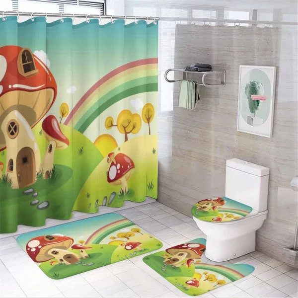 Farm Field Rain Mushroom on a shower curtain