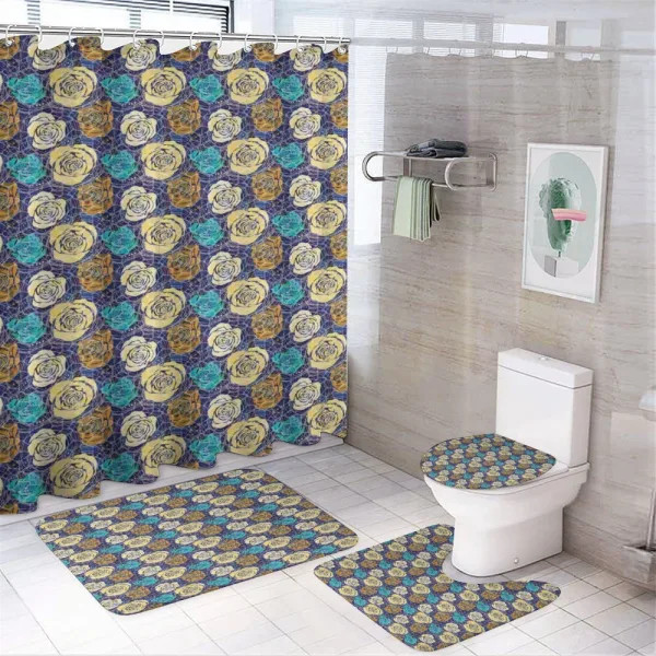 Floral Doodle Pattern on a shower curtain