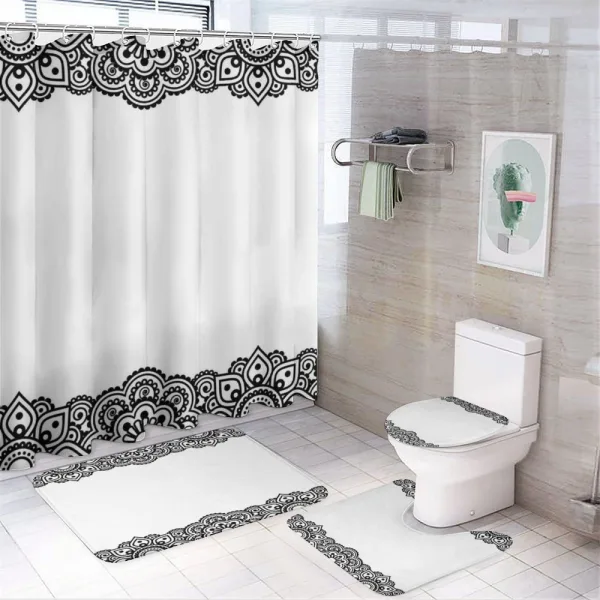 Folkloric Oriental Curls on a shower curtain