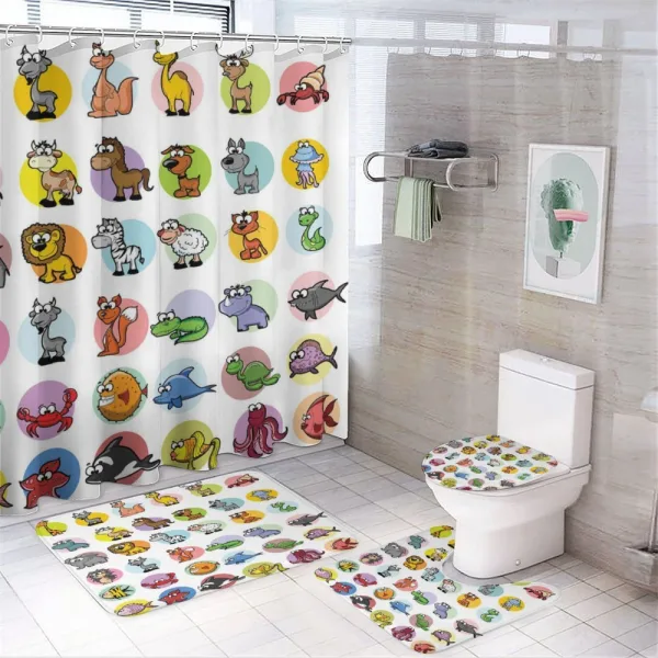Funny Cartoon Animals Set on a shower curtain