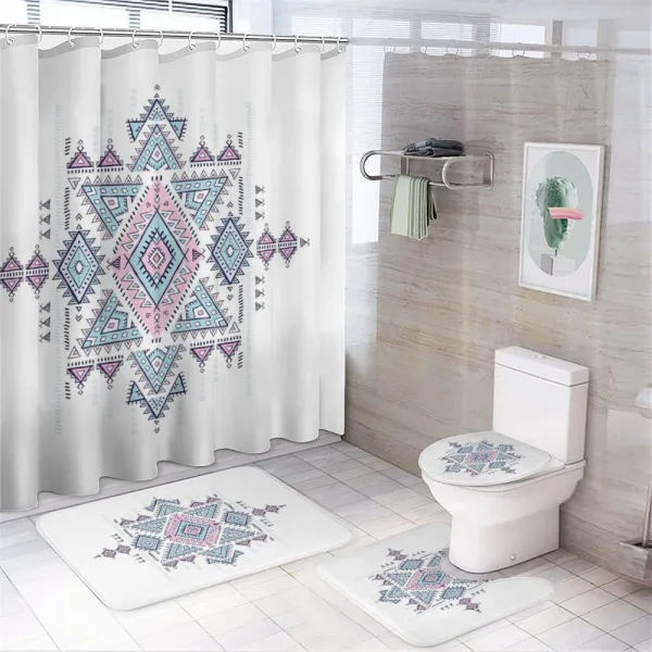 Geometric Tattoo Art on a shower curtain