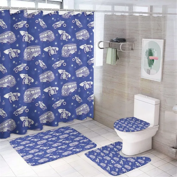 Hippie Bus California on a shower curtain