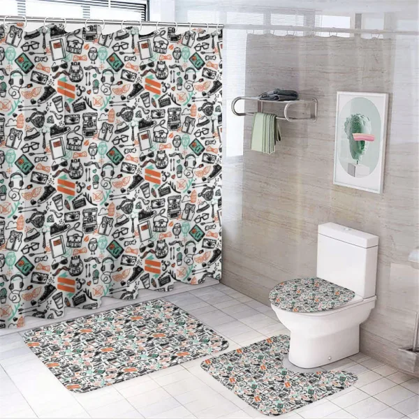 Hipster Fashion Sketch on a shower curtain