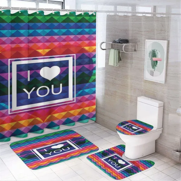 I Love You Frame Heart on a shower curtain