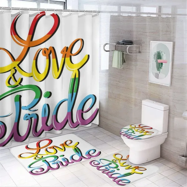 Love Text Rainbow Colors on a shower curtain