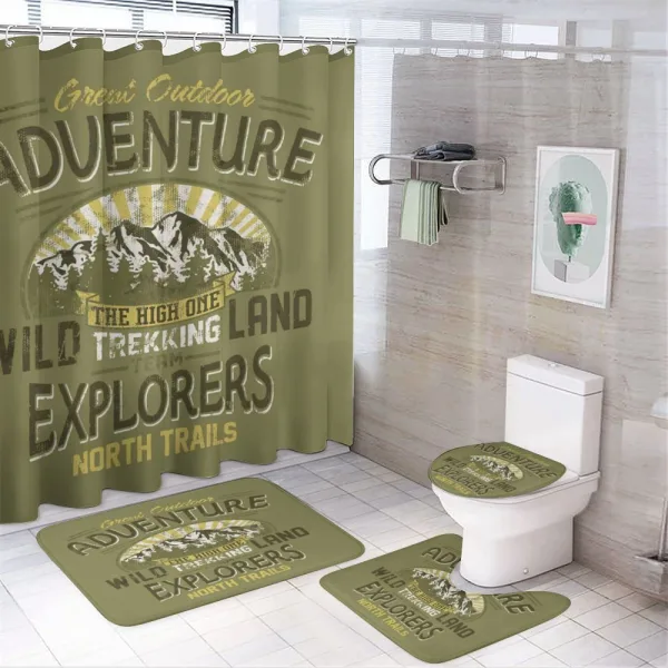 Outdoor Adventure Poster on a shower curtain